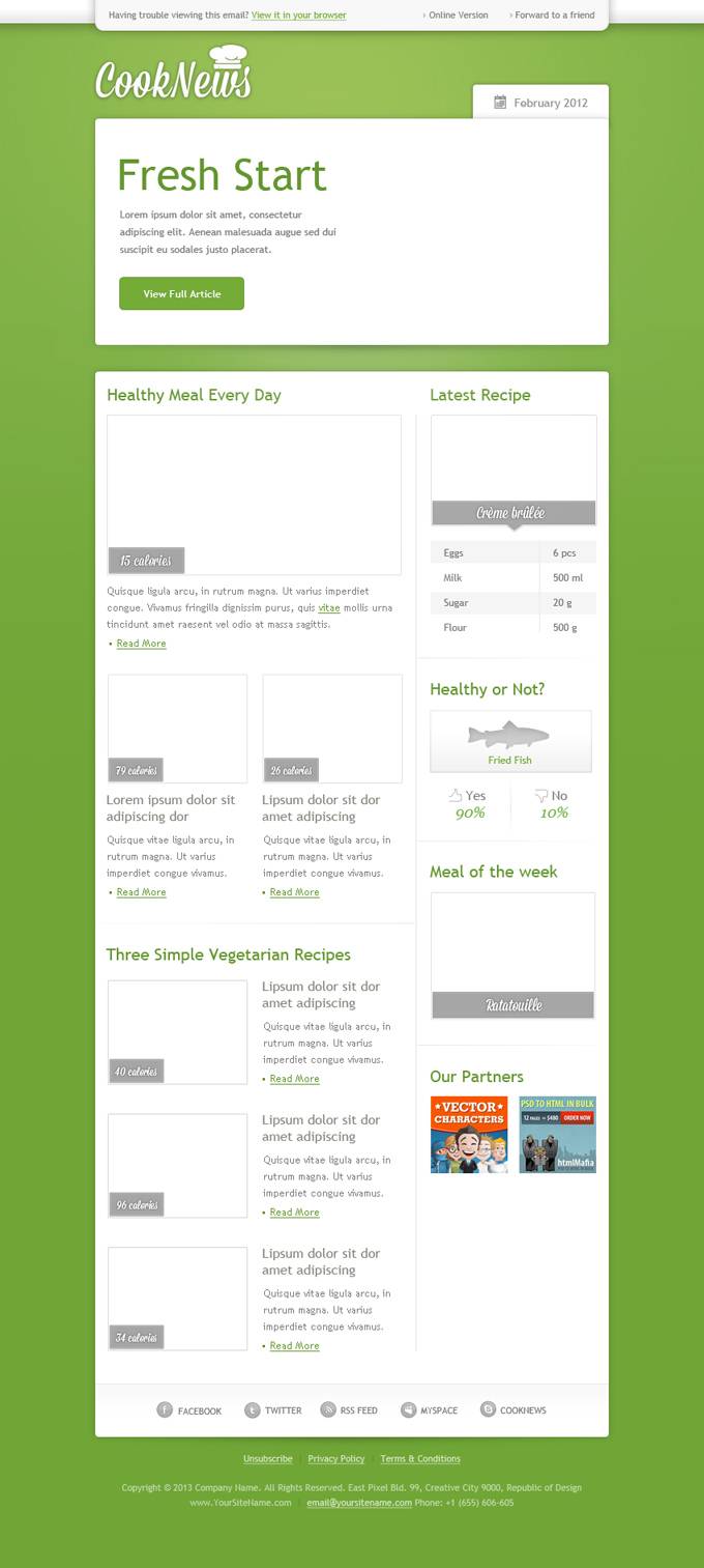 饮食行业网站PSD模板