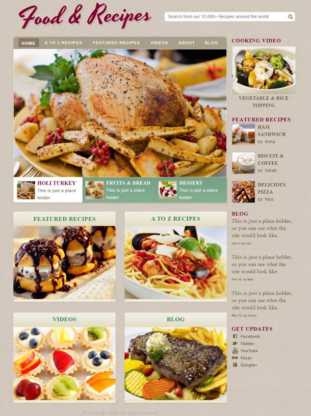 餐饮网站PSD模板