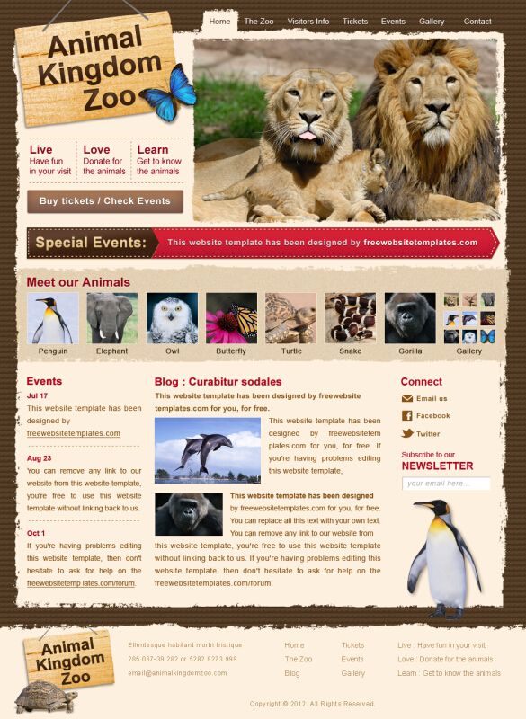 动物园英文网站网站模板PSD分层