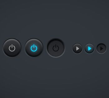 黑色质感的关机按钮和播放按钮