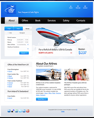 蓝色航空公司网站html5模板