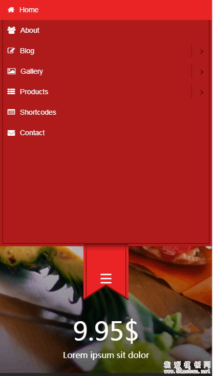 导航展开效果-美食手机站html模板